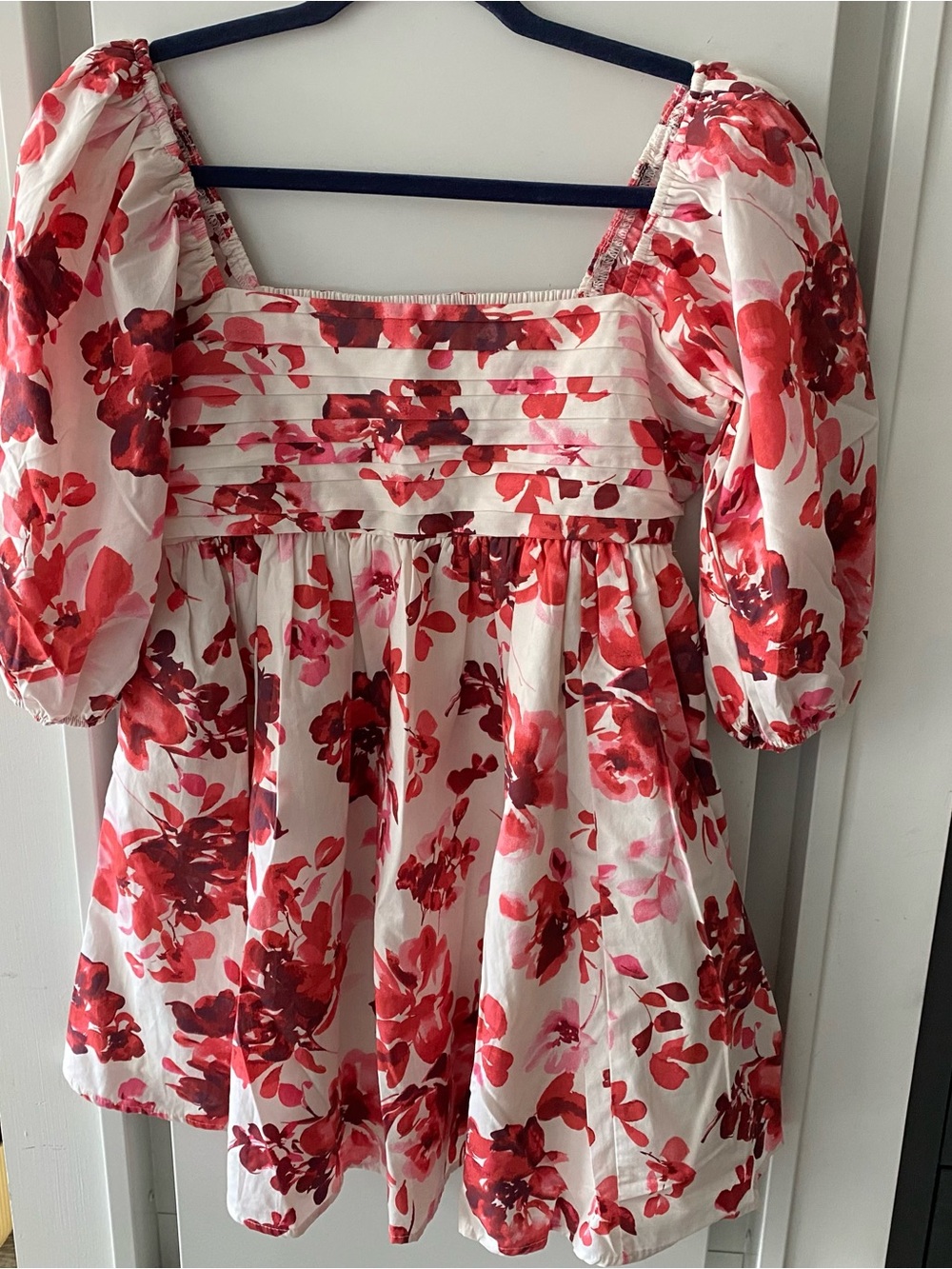 Abercrombie & Fitch White Mini Dress with Red Floral Print